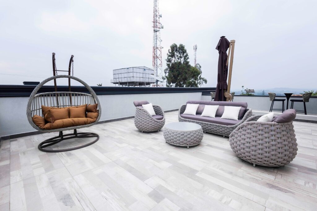 Outdoor seating and terrace at Utoppian Bnb Mbarara