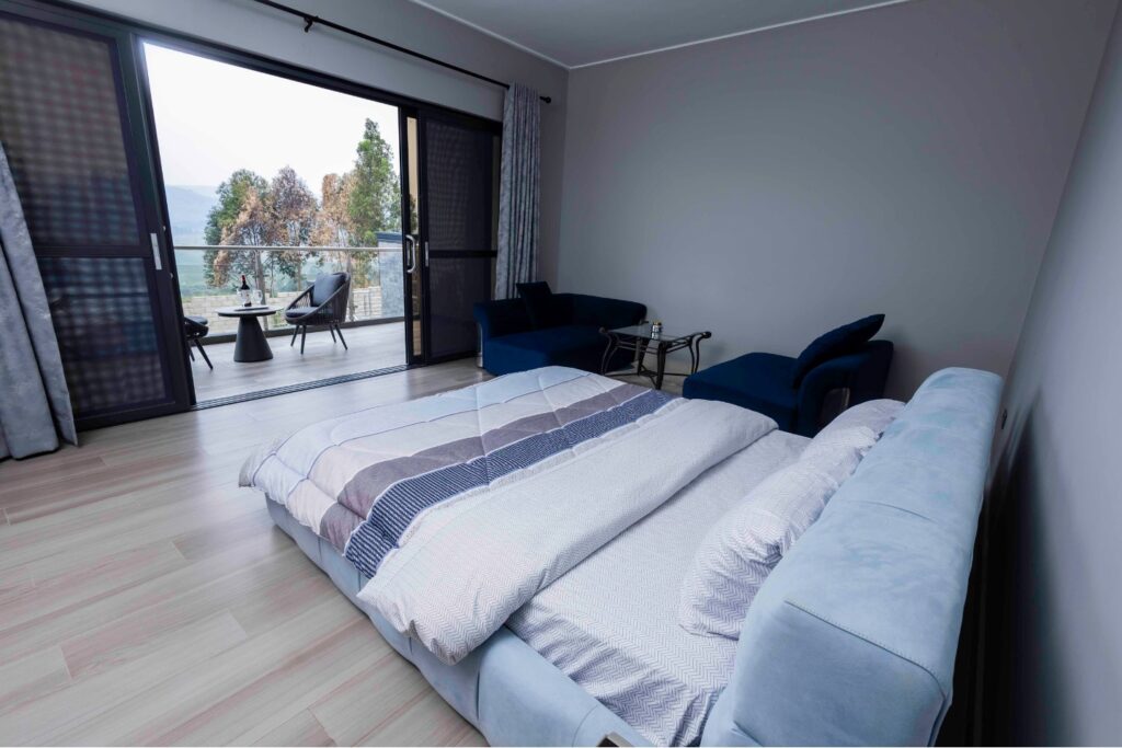 Aquarion premium room overlooking the pool in Mbarara